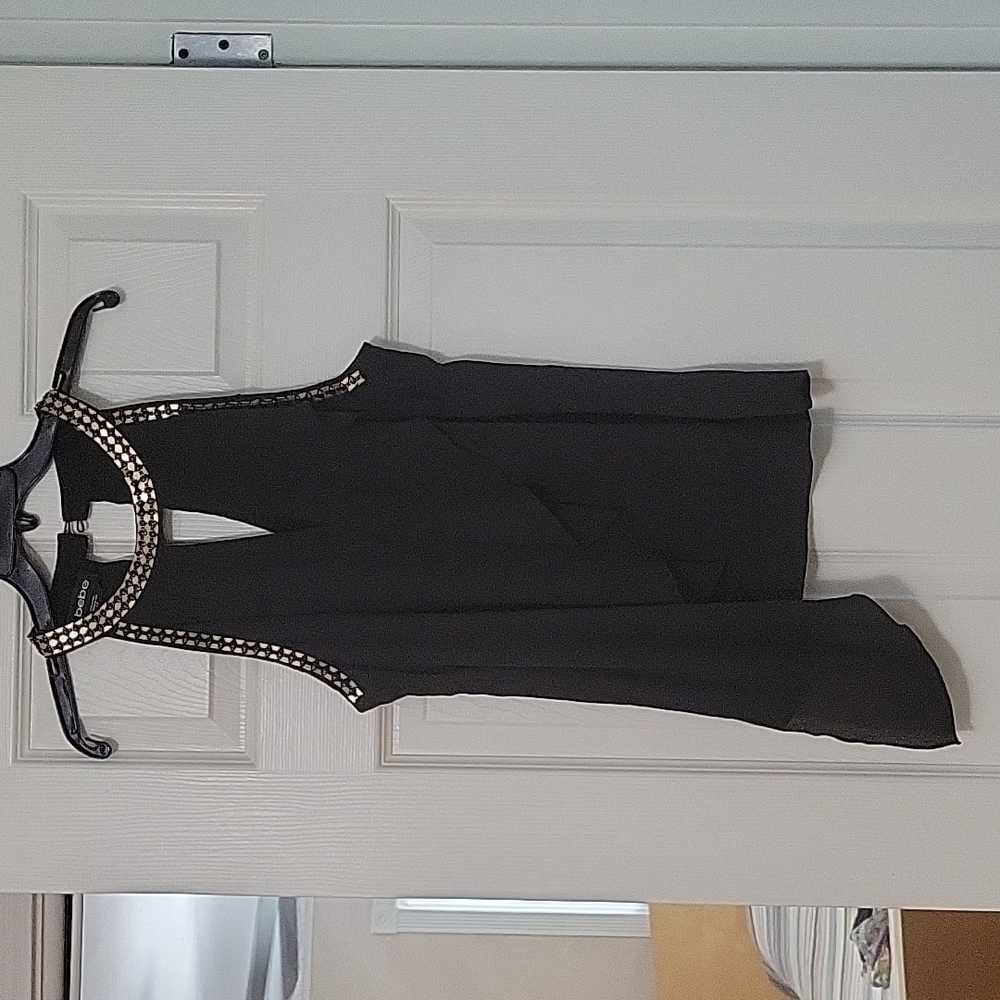 BEBE BLACK ASYMMETRICAL TOP